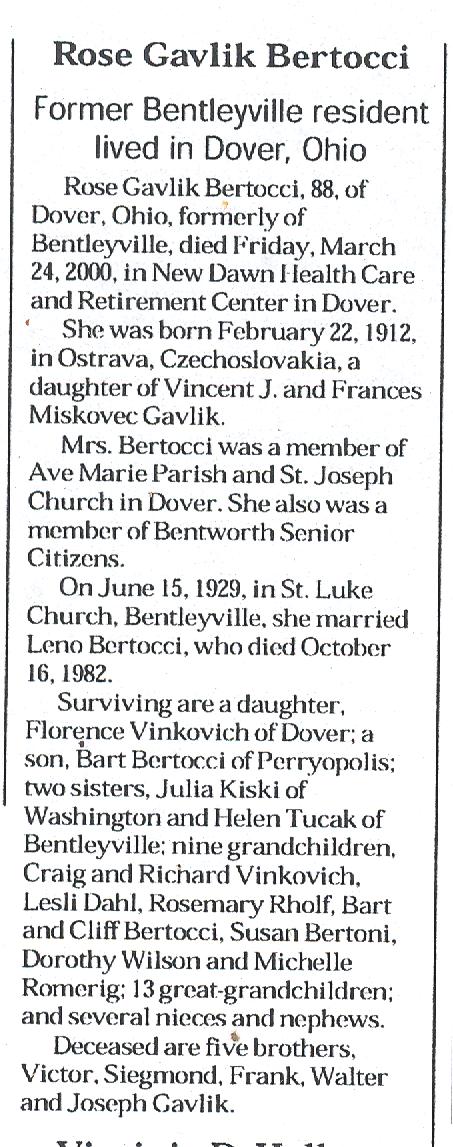 Rose Gavlik Bertocci